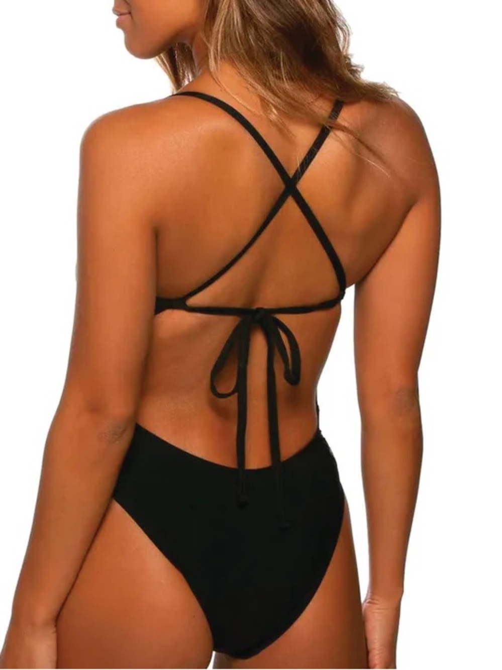 Jolyn Dayno II Swim Onesie Size 30 Black Tie Back Water Sports Beach Minimalist